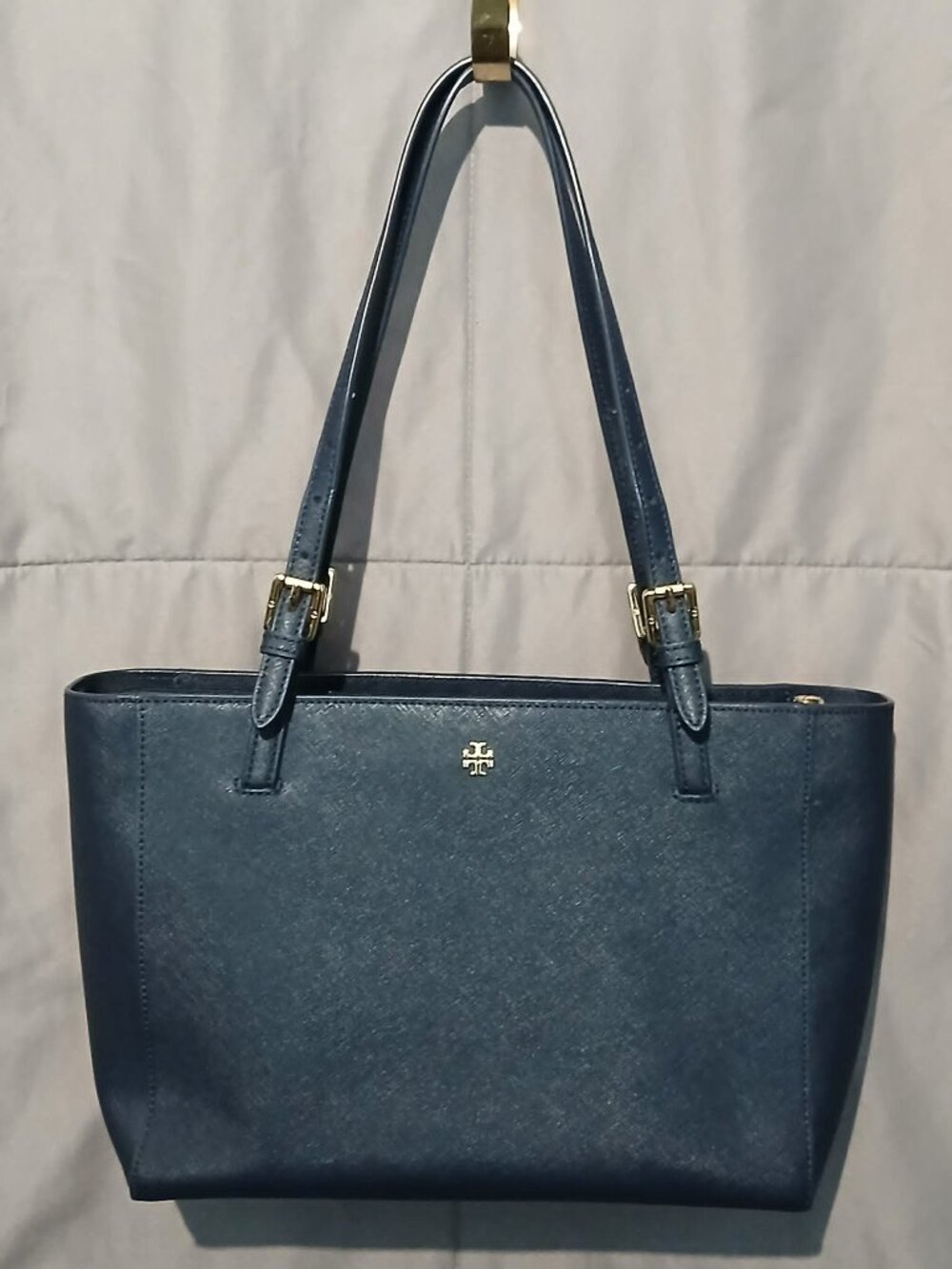 Tory Burch Dark Navy Blue Saffiano Leather Tote